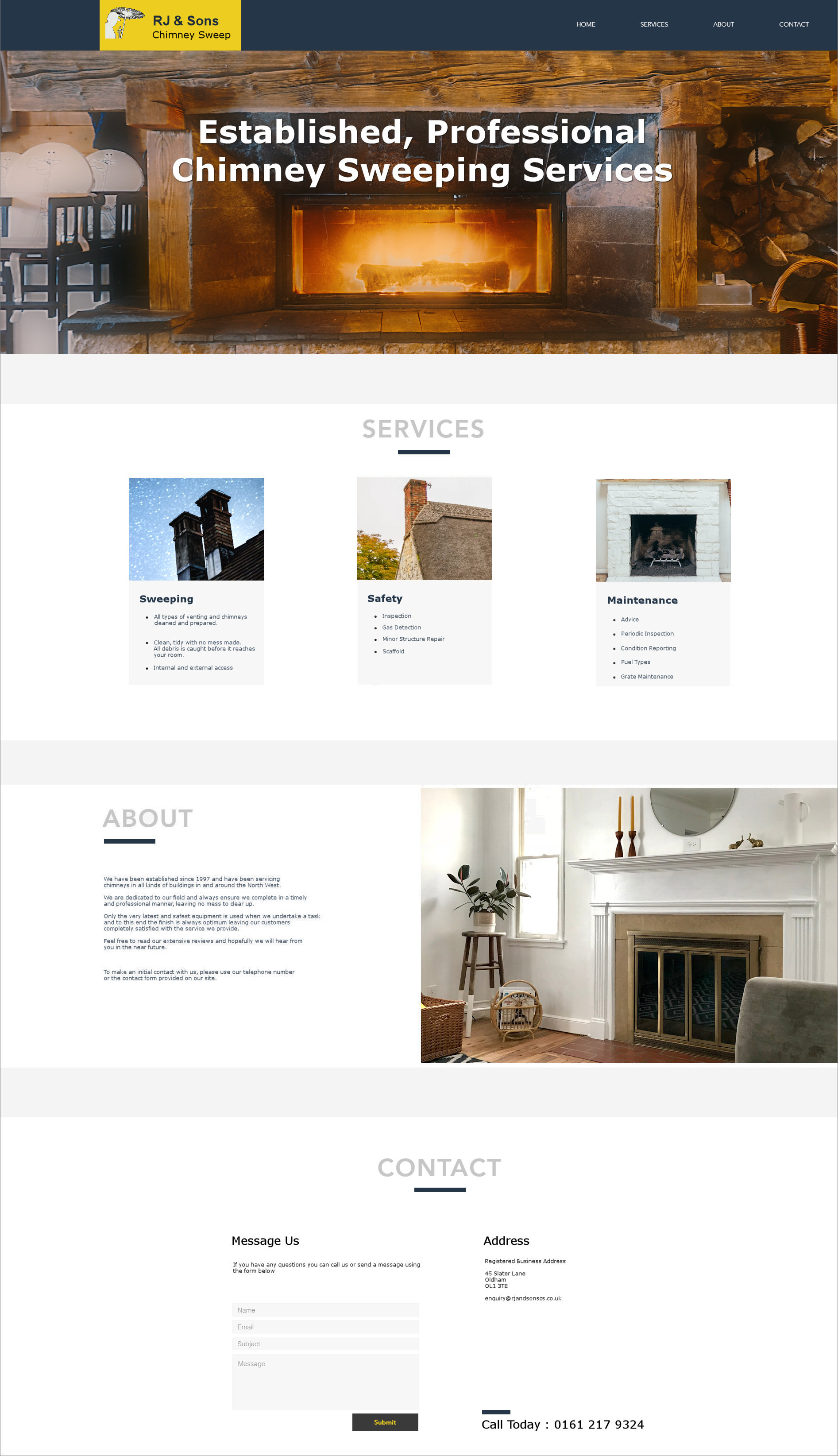 Web Design Example for a Chimney Sweep Company
